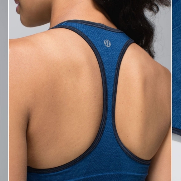 Lululemon Ebb & Flow Racerback Tank Size 6 Poseidon Blue Hydra Blue - Picture 5 of 15